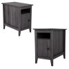 Set of 2 Nightstand for Bedroom Living Room, 1-Drawer Wooden End Table Bedside Table, Home&Kitchen Storage Cabinet - Cement Gray