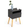 Set of 2 Modern Nightstand, Bedroom Endtable with Drawer, Shelf, Bedside Furniture for Living Room, Gray