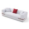 Modern Sofa Couch Contrast color Saddle leather belt Design 3 Seat Sofa for Living Room Bedroom, Apartment, Grey