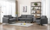 Contemporary 1pc Sofa Dark Gray with Gold Metal Legs Plywood Pocket Springs and Foam Casual Living Room Furniture