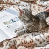Printed Faux Rabbit Fur Throw, Lightweight Plush Cozy Soft Blanket, 60" x 70", Sand Leopard (2 Pack Set of 2)