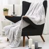 Printed Faux Rabbit Fur Throw, Lightweight Plush Cozy Soft Blanket, 60" x 70", Grey Leopard (2 Pack Set of 2)