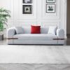 Modern Sofa Couch Contrast color Saddle leather belt Design 3 Seat Sofa for Living Room Bedroom, Apartment, Grey