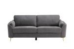 Contemporary 1pc Sofa Dark Gray with Gold Metal Legs Plywood Pocket Springs and Foam Casual Living Room Furniture