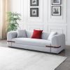 Modern Sofa Couch Contrast color Saddle leather belt Design 3 Seat Sofa for Living Room Bedroom, Apartment, Grey