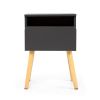 Set of 2 Modern Nightstand, Bedroom Endtable with Drawer, Shelf, Bedside Furniture for Living Room, Gray