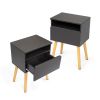 Set of 2 Modern Nightstand, Bedroom Endtable with Drawer, Shelf, Bedside Furniture for Living Room, Gray