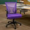 Mid-Back Office Desk Chair Ergonomic Mesh Task Chair with Lumbar Support, Purple