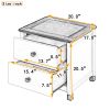 Wooden Nightstand with Two Drawers for Kids,End Table for Bedroom,White+Gray