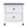 Wooden Nightstand with Two Drawers for Kids,End Table for Bedroom,White+Gray