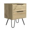 Augusta 2 Nightstand; Four Legs; Two Drawers -Light Oak