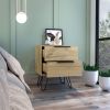 Augusta 2 Nightstand; Four Legs; Two Drawers -Light Oak