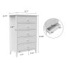 White Contemporary Roman Style, Solid Wood 5 Drawers Chest Bedroom Furniture, Drawer Storage, Tall Chest, Dresser 5 Drawers For Living Room, Entryway.