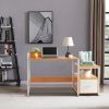 FCH Beech Color Triamine Particleboard White Iron Pipe Cabinet with Drawer 2*USB Port 2*Three Sockets Wireless Charging Computer Desk