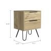 Augusta 2 Nightstand; Four Legs; Two Drawers -Light Oak