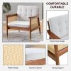 A modern minimalist walnut color rattan like solid wood sofa, equipped with a minimalist and comfortable high rebound sponge sofa cushion. Suitable fo
