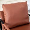 PU Leather Accent Arm Chair Modern Upholstered Armchair with Metal Frame Extra-Thick Padded Backrest and Seat Cushion Sofa Chairs for Living Room ( Br