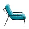 Lounge Recliner Chair Leisure chair Studio Chairs Iron Arm Club Chair with Metal Legs Moveable Cushion for Living Room (Turquoise)