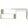 Corner Desk White and Sonoma Oak 78.7"x19.7"x29.9" Engineered Wood