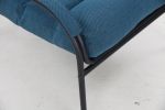 Lounge Recliner Chair Leisure chair Studio Chairs Iron Arm Club Chair with Metal Legs Moveable Cushion for Living Room (Navy Blue)