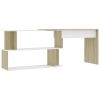 Corner Desk White and Sonoma Oak 78.7"x19.7"x29.9" Engineered Wood