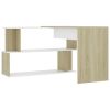 Corner Desk White and Sonoma Oak 78.7"x19.7"x29.9" Engineered Wood