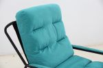 Lounge Recliner Chair Leisure chair Studio Chairs Iron Arm Club Chair with Metal Legs Moveable Cushion for Living Room (Turquoise)