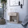 Eco Nightstand; Superior Top; One Drawer; Lower Shelf -Light Gray