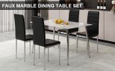 Black 4-piece set of PVC leather chairs with electroplated metal legs. Armless high back dining chairs and office chairs. Suitable for restaurants, li