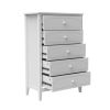 White Contemporary Roman Style, Solid Wood 5 Drawers Chest Bedroom Furniture, Drawer Storage, Tall Chest, Dresser 5 Drawers For Living Room, Entryway.