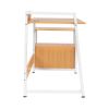 FCH Beech Color Triamine Particleboard White Iron Pipe Cabinet with Drawer 2*USB Port 2*Three Sockets Wireless Charging Computer Desk