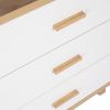 Three Drawer Storage Cabinet Chest Bedside Table  Dresser Simple Bedroom Furniture Solid Wood Feet and Handles Fashionable Bedside Cabinet (Out of Sto