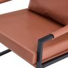 PU Leather Accent Arm Chair Modern Upholstered Armchair with Metal Frame Extra-Thick Padded Backrest and Seat Cushion Sofa Chairs for Living Room ( Br