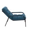 Lounge Recliner Chair Leisure chair Studio Chairs Iron Arm Club Chair with Metal Legs Moveable Cushion for Living Room (Navy Blue)