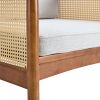 A modern minimalist walnut color rattan like solid wood sofa, equipped with a minimalist and comfortable high rebound sponge sofa cushion. Suitable fo