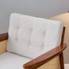A modern minimalist walnut color rattan like solid wood sofa, equipped with a minimalist and comfortable high rebound sponge sofa cushion. Suitable fo