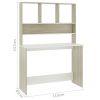 Desk with Shelves White and Sonoma Oak 43.3"x17.7"x61.8" Engineered Wood