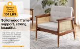 A modern minimalist walnut color rattan like solid wood sofa, equipped with a minimalist and comfortable high rebound sponge sofa cushion. Suitable fo