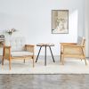 A modern minimalist natural wood color imitation rattan solid wood sofa equipped with a minimalist and comfortable high rebound sponge sofa cushion. S