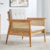 A modern minimalist natural wood color imitation rattan solid wood sofa equipped with a minimalist and comfortable high rebound sponge sofa cushion. S