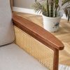 A modern minimalist walnut color rattan like solid wood sofa, equipped with a minimalist and comfortable high rebound sponge sofa cushion. Suitable fo