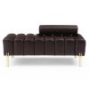53.2" Width PU Upholstered Modern End of Bed Bench 2 Seater Sofa Couch Entryway Ottoman Bench Sofa Stool Footrest Window Bench with Gold Metal Legs fo