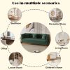 Modern Flat Armrest Living Room Sofa Green Three Seat Sofa With Two Throw Pillows