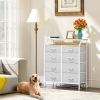 Fabric Dresser with 8 Drawers, Furniture Storage Tower Cabinet, Dresser for Bedroom, Living Room, Hallway, Closet, Sturdy Steel Frame, Wooden Top, Eas