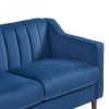 Modern Chesterfield sofa couch, Comfortable Upholstered sofa with Velvet Fabric and Wooden Frame and Wood Legs for Living Room/Bedroom/Office Blue --3