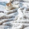 Printed Faux Rabbit Fur Throw, Lightweight Plush Cozy Soft Blanket, 60" x 70", Grey Leopard (2 Pack Set of 2)