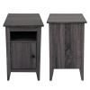 Set of 2 Nightstand for Bedroom Living Room, 1-Drawer Wooden End Table Bedside Table, Home&Kitchen Storage Cabinet - Cement Gray