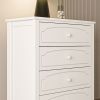 White Contemporary Roman Style, Solid Wood 5 Drawers Chest Bedroom Furniture, Drawer Storage, Tall Chest, Dresser 5 Drawers For Living Room, Entryway.