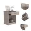 Eco Nightstand; Superior Top; One Drawer; Lower Shelf -Light Gray