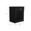 Eco Nightstand; Superior Top; One Drawer; Lower Shelf -Black